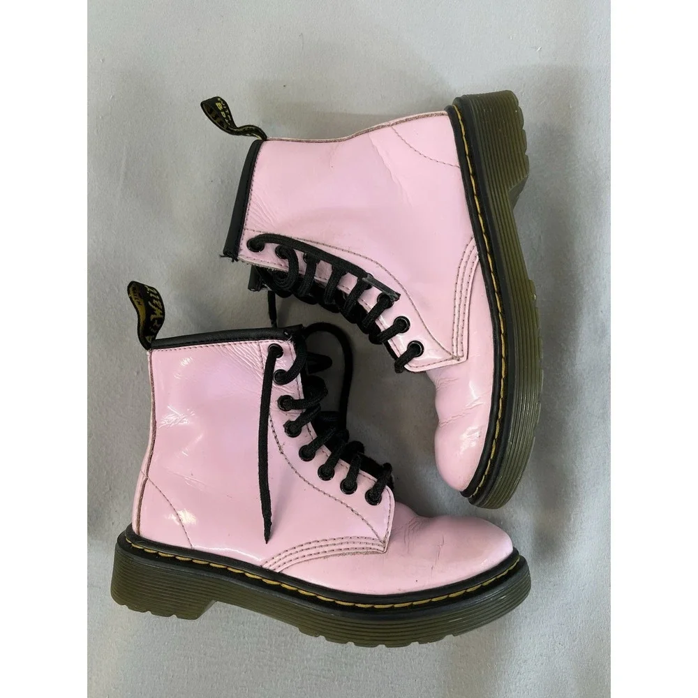 Dr Martens 1460 J Pink‎ Patent Leather Ankle Boots Youth Kids Size 12 US